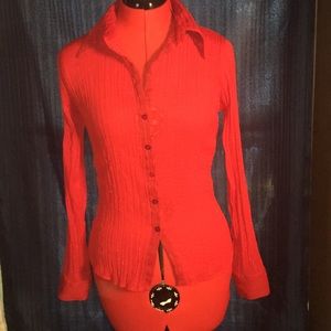 Anxiety medium red long sleeve button up blouse